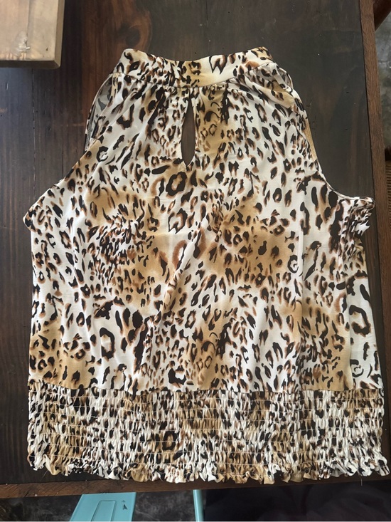 Essentials Tops - Essentials Leopard Print Halter Camisole - Brown Cream Black